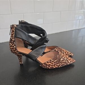 CC Corso Como Leopard Print Heels with Black Straps